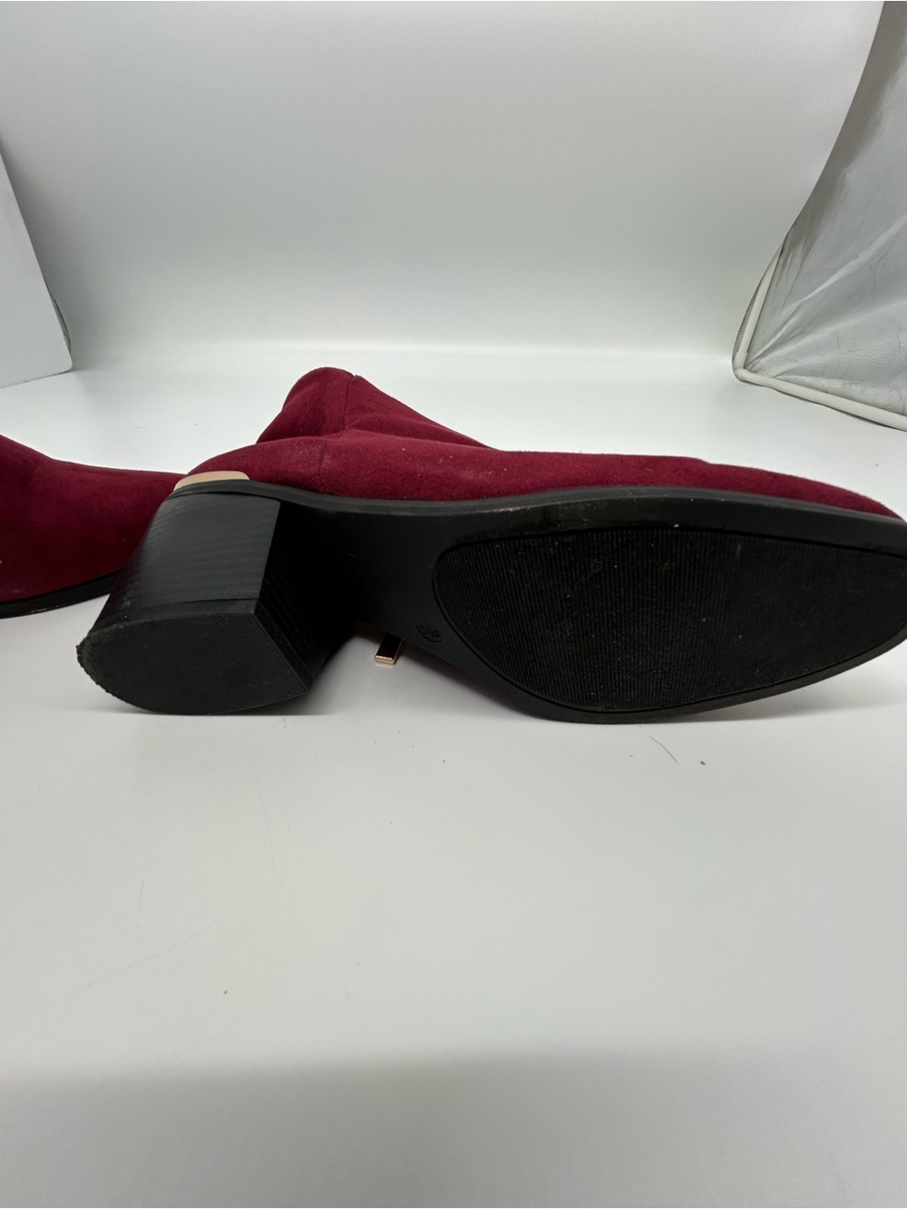 Bamboo Women’s Burgundy Suede Ankle Boots size 10 - Picture 6 of 7